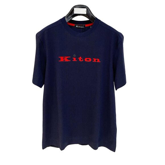 Kiton Navy Blue Letter Embroidered T-Shirt